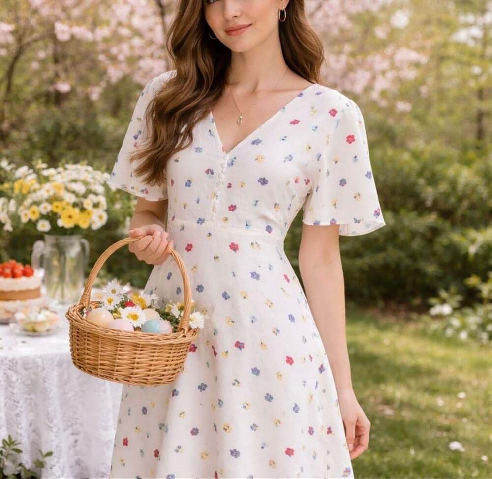 Madewell Orchard Flutter-Sleeve Dress in Confetti Floral